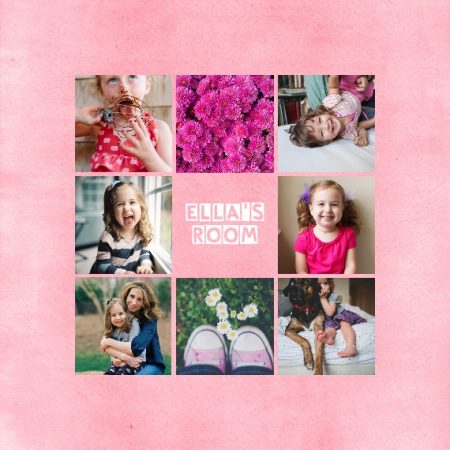 Kids Collage 8x8" Slim Photo Canvas Print, Home Décor Pink